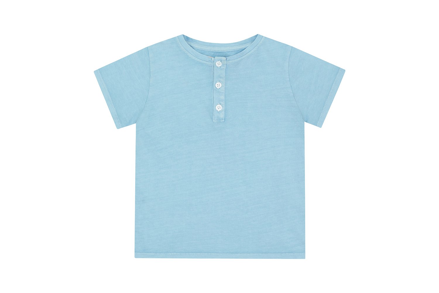 Unisex | Short Sleeve Organic Cotton Henley T-Shirt | Ice Blue - Natural Mineral Dye