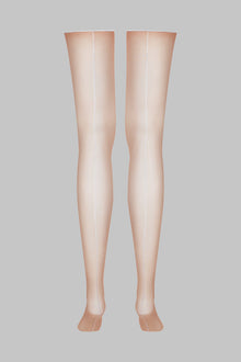 Cut And Curled Back Seamed Stockings - 20D | White