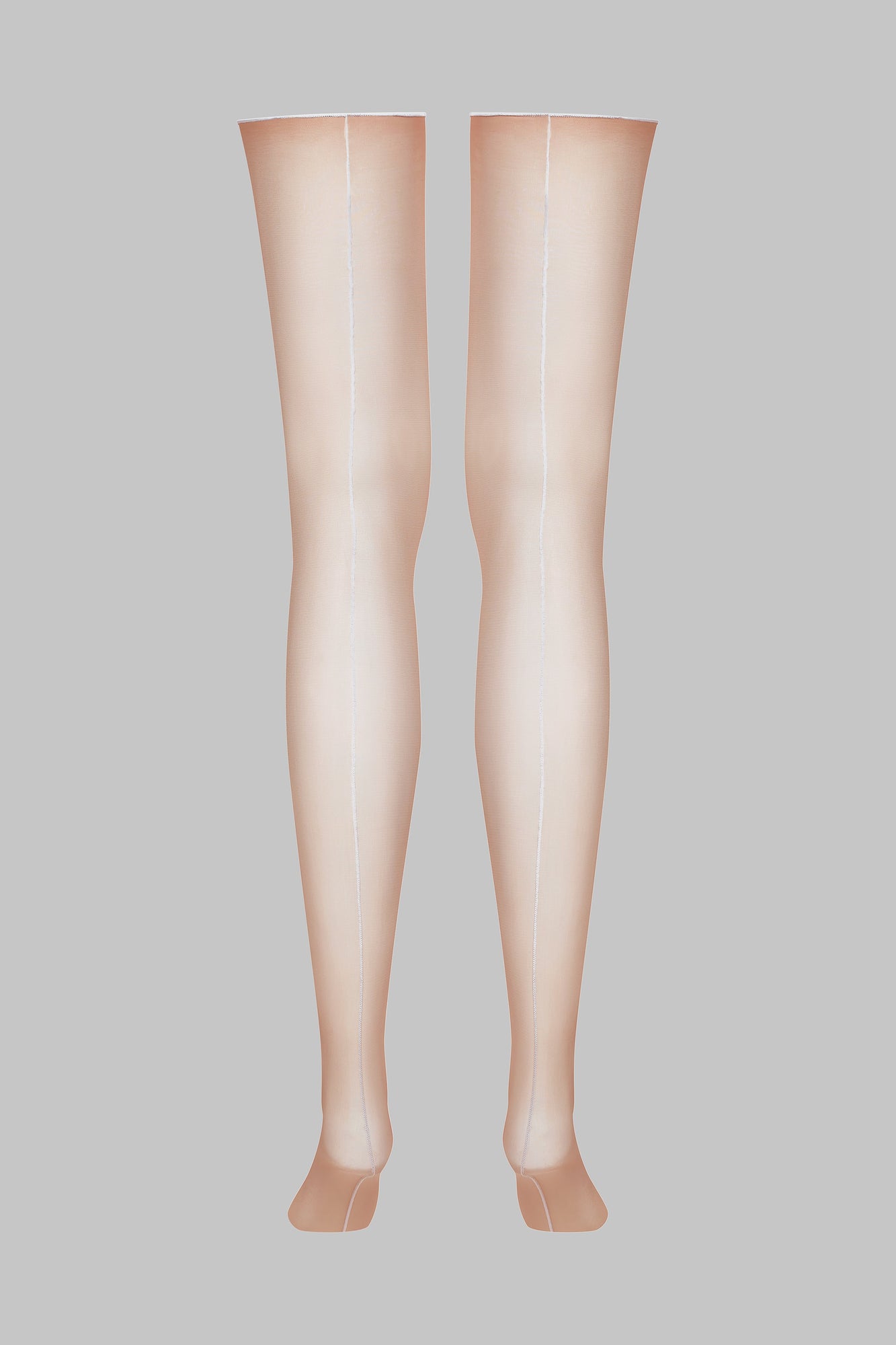 Cut And Curled Back Seamed Stockings - 20D | White