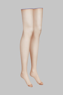 Cut And Curled Back Seamed Stockings - 20D | Blue