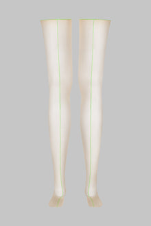 Cut And Curled Neon Seamed Stockings - 20D - Les Coquetteries | Green