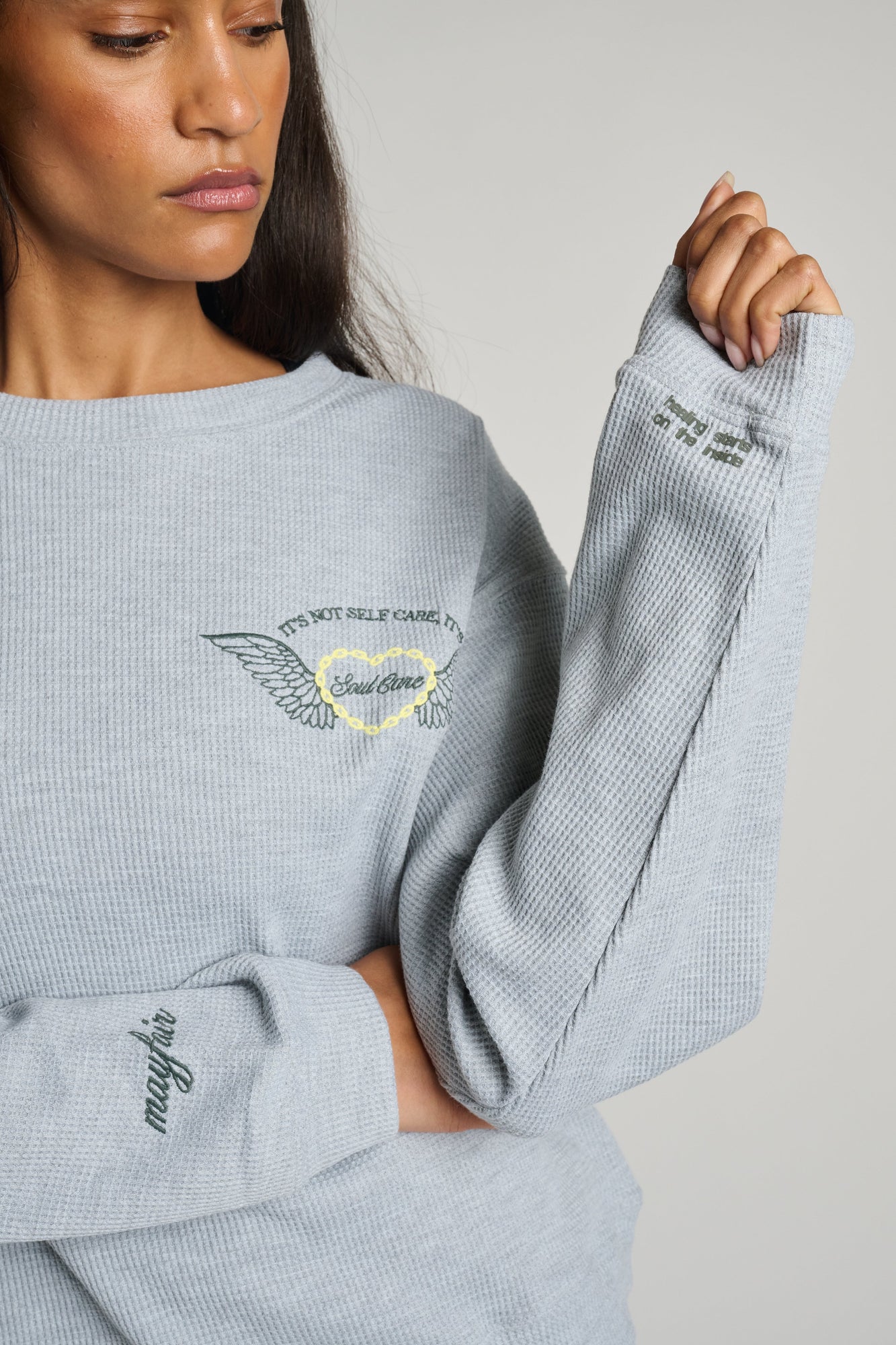 The Mayfair Group | Soul Care Waffle Crewneck | Grey