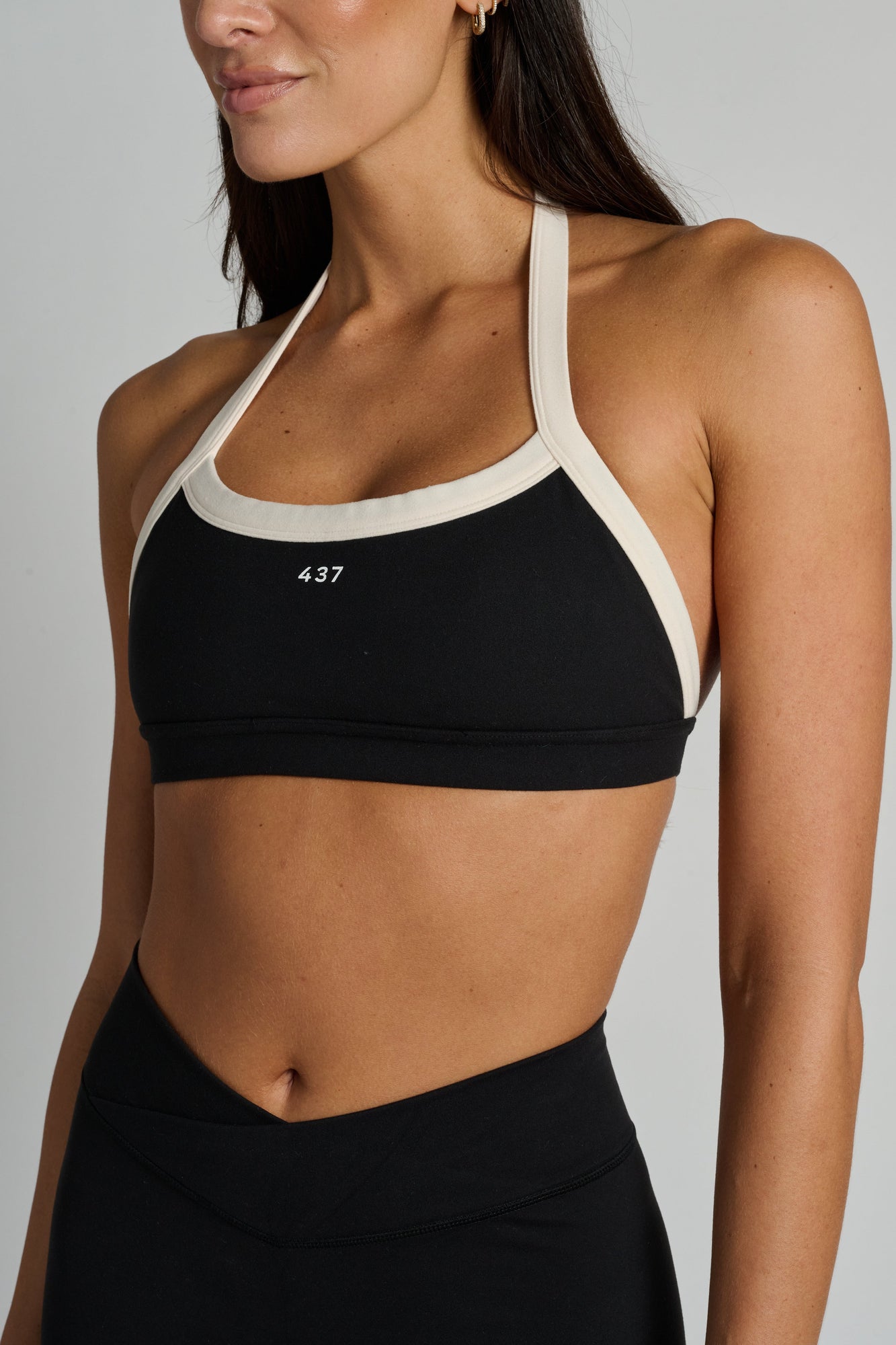 437 | The Halter Bra | Black And Creme