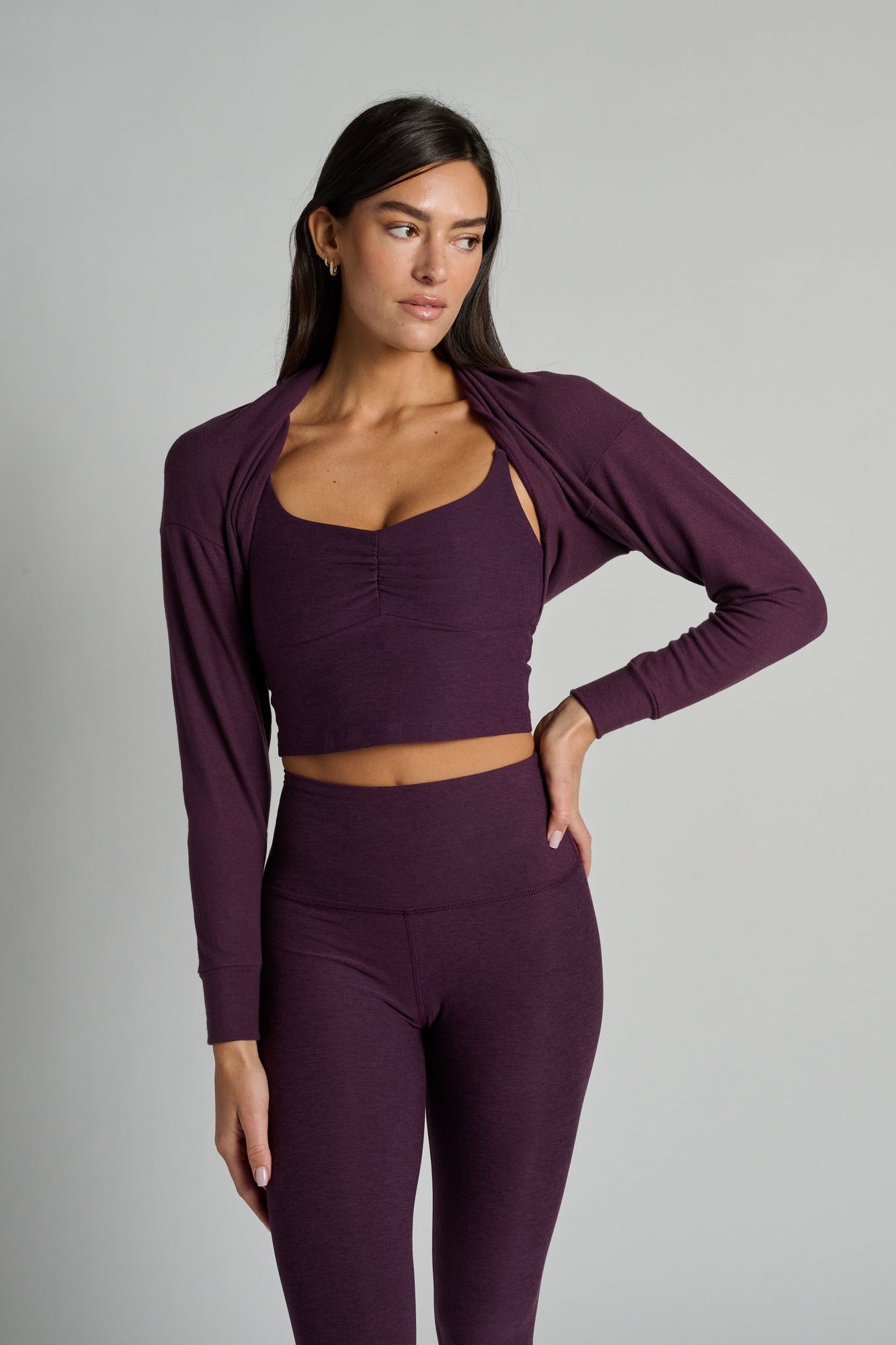 Beyond Yoga | Convertible Shrug | Eggplant
