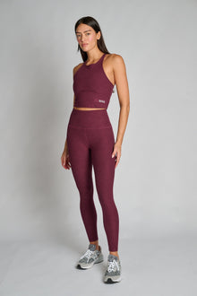 Beyond Yoga | Spacedye Refocus Cropped Tank | Midnight Burgundy Heather