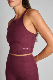 Beyond Yoga | Spacedye Refocus Cropped Tank | Midnight Burgundy Heather