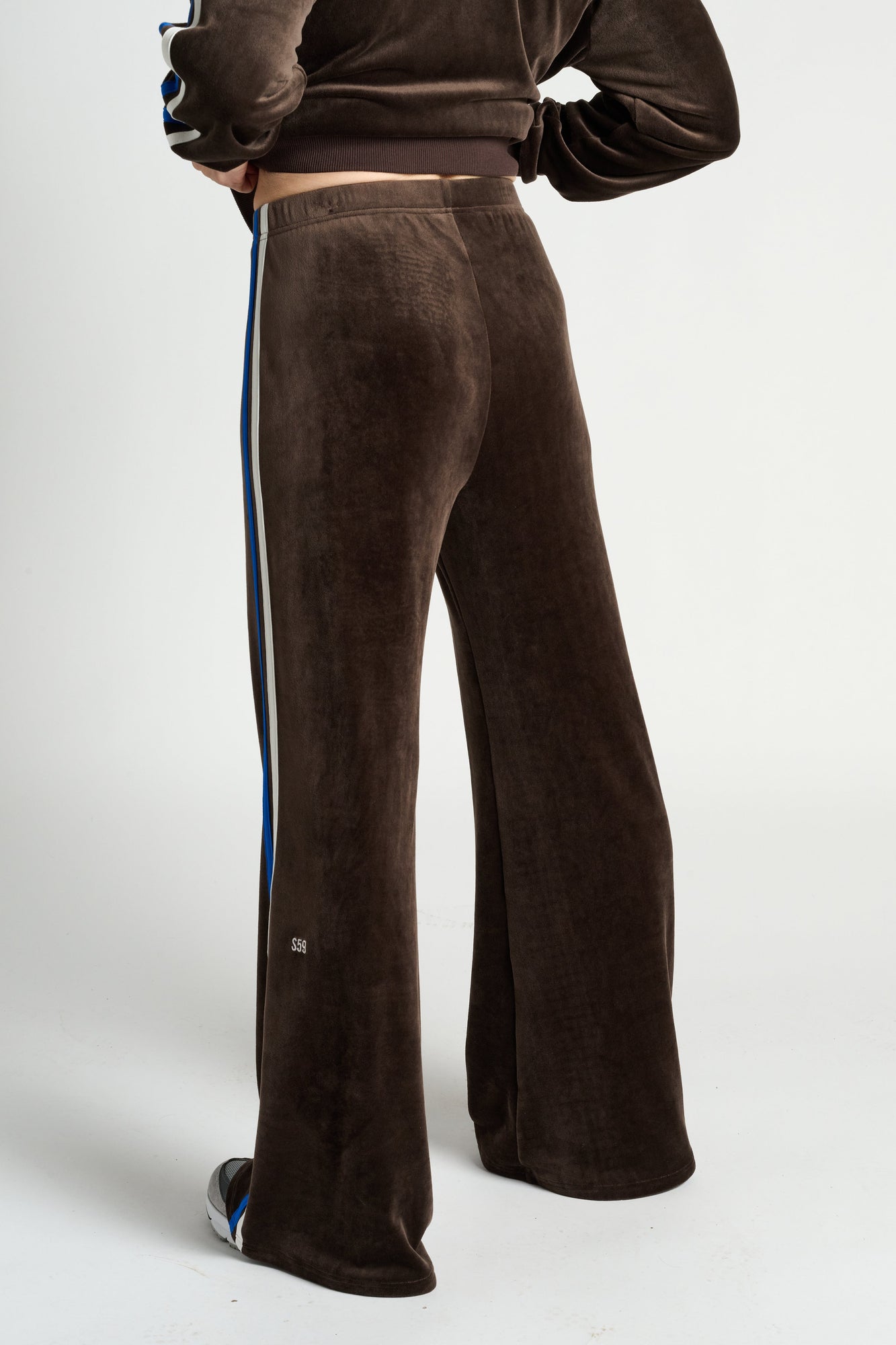 Splits59 | Heritage Velour Pant | Dark Chocolate/Classic Blue