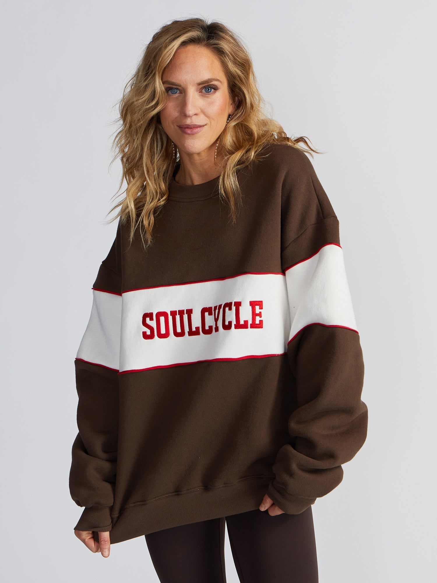 Soul by SoulCycle | Soulcycle Brown Block Crew Nec | Brown
