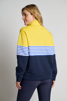Addison Bay | Varsity Quarter Zip | Navy/Yellow
