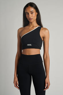 Splits59 | Josie Airweight One Shoulder Bra | Black/White