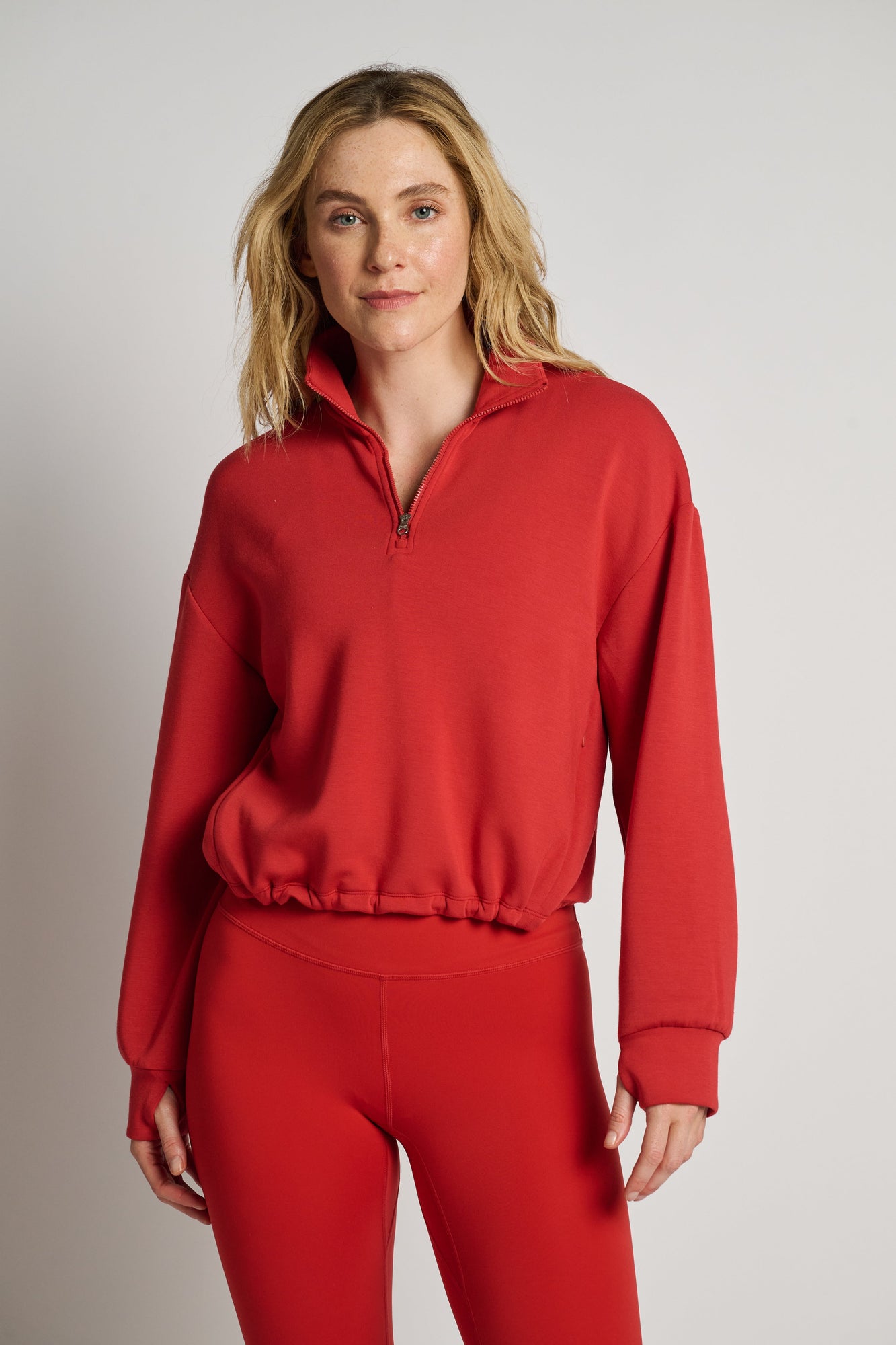 Varley | Sian Cropped Half Zip | Red
