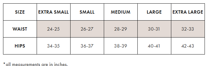 Product size guide