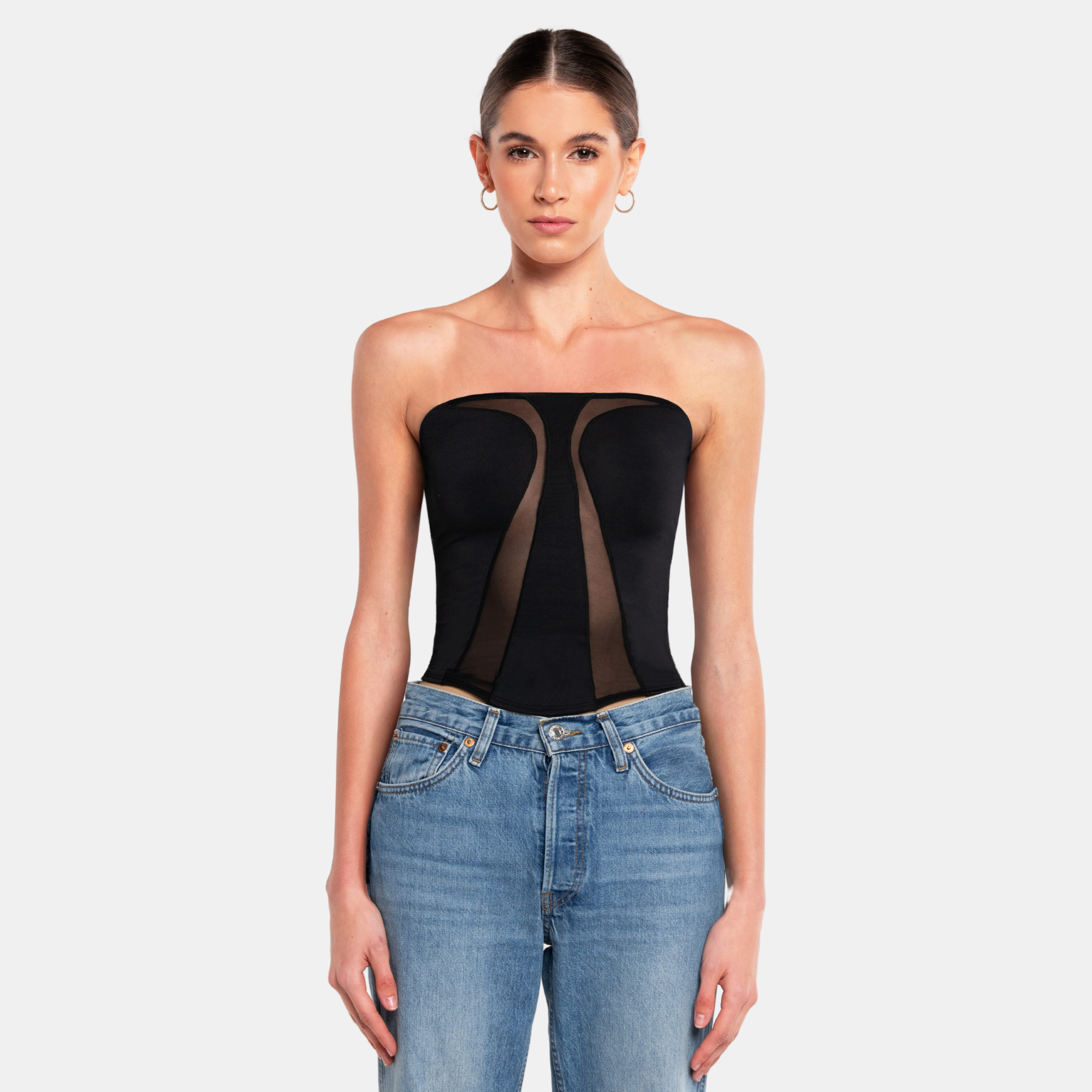 OW Collection Swirl Tube Top | Black Caviar