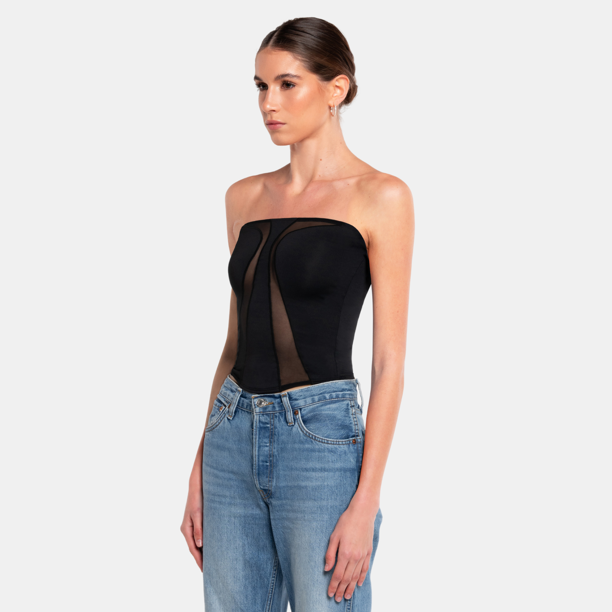 OW Collection Swirl Tube Top | Black Caviar