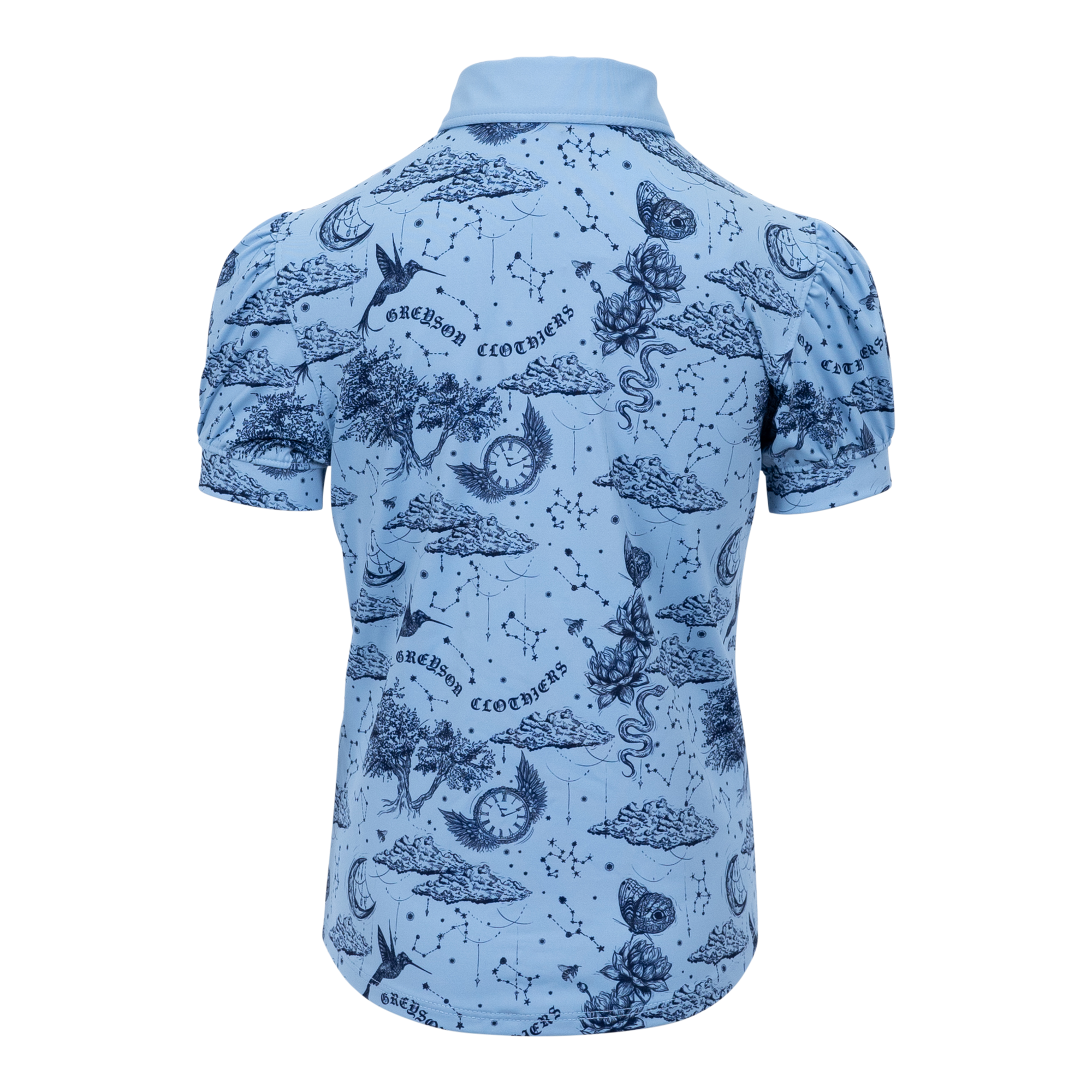 Girl | Moon Diamond Scarlett Puff Sleeve Polo | Wolf Blue