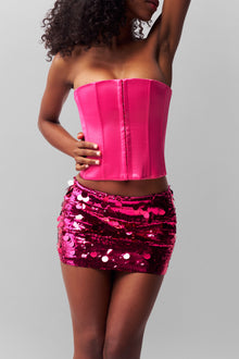 Low Rise Paillette Mini Skirt - Fatale Pink