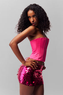 Low Rise Paillette Mini Skirt - Fatale Pink
