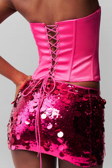 Low Rise Paillette Mini Skirt - Fatale Pink