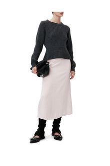 Satin Midi Skirt | Light Lilac