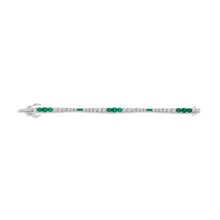 Lab Grown Emerald and White Sapphire Scalloped Tennis Bracelet Vermeil White Gold 6in 6.5in 7in 7.5in
