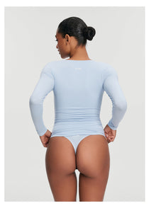 Scoop Neck Long Sleeve Top | Sky Blue