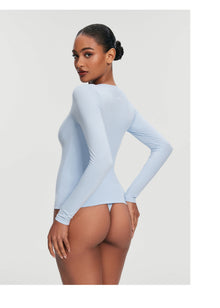 Scoop Neck Long Sleeve Top | Sky Blue