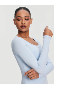 Scoop Neck Long Sleeve Top | Sky Blue
