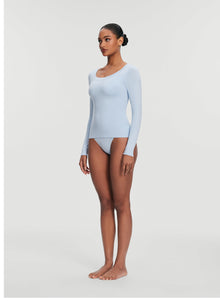 Scoop Neck Long Sleeve Top | Sky Blue