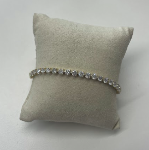 Tennis Bracelet | 10K Yellow Gold | Round White Lab Diamond