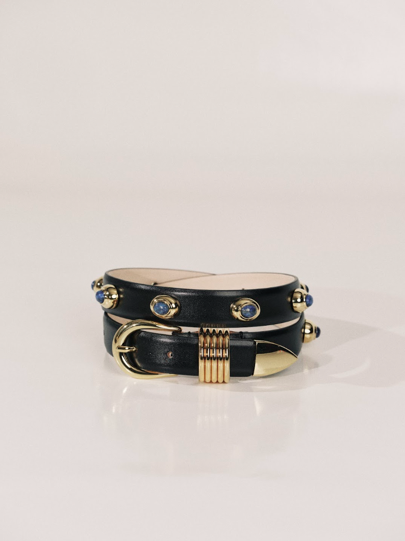 Hollyhock Stone Belt | Black & 24K Gold & Azul