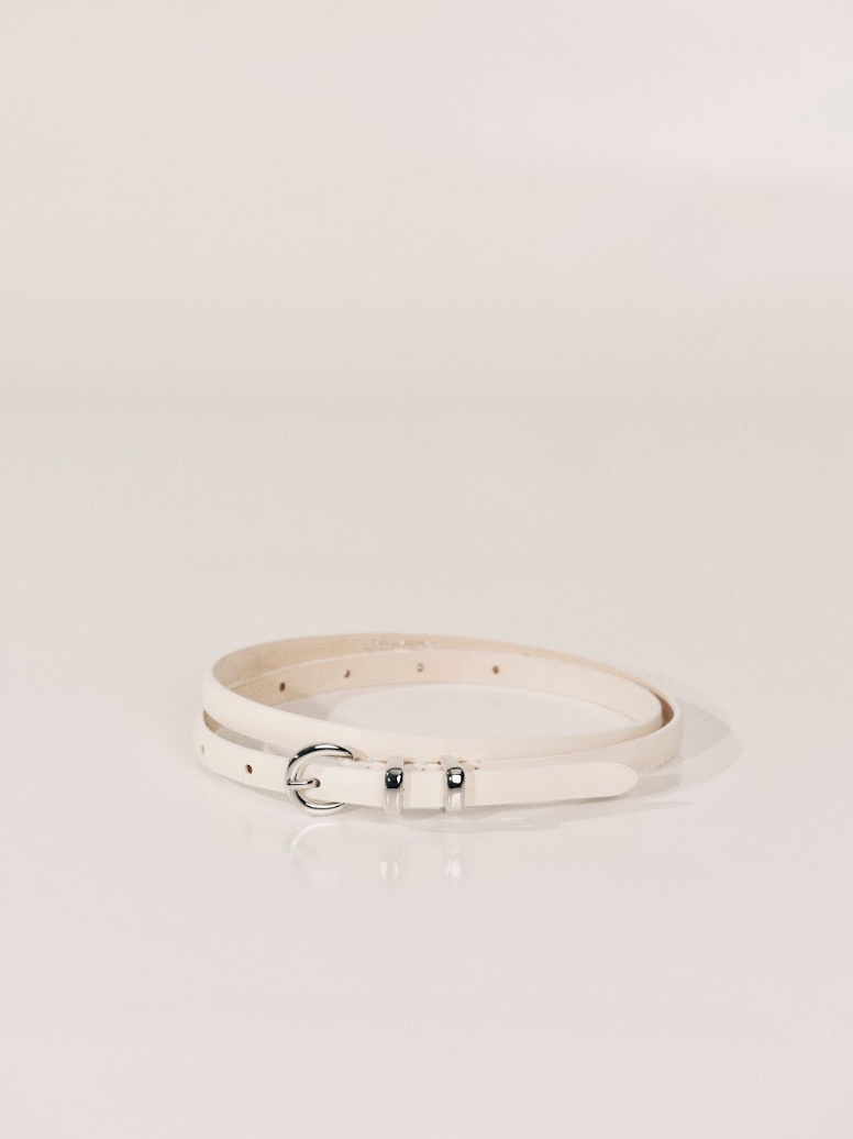Thin Belt Belt | Ivory & Silver