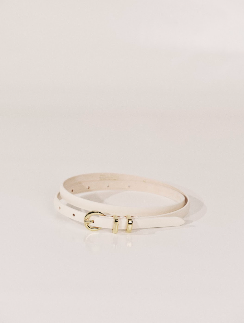 Thin Belt Belt | Ivory & 24K Gold