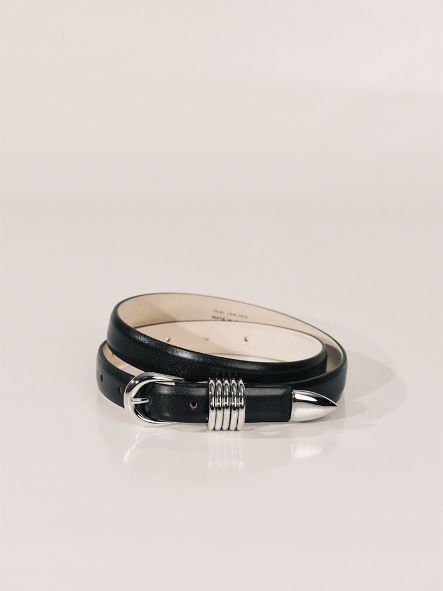 Mini Hollyhock Belt | Black & Silver
