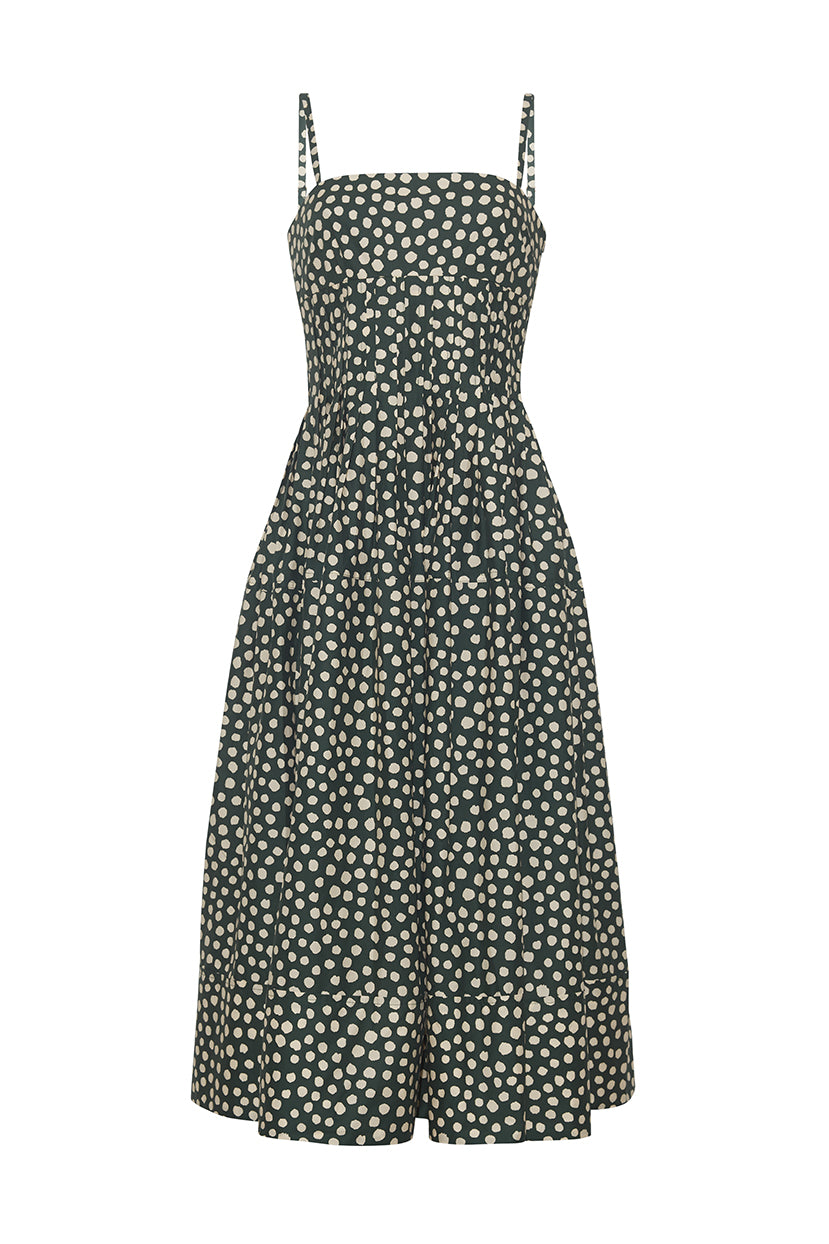 Sea Island Dress | Abstract Dot Green Turtledove