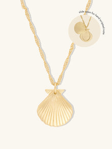Seashell Locket Necklace | 14K Gold Plated Brass