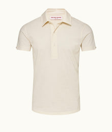 Sebastian Cotton Silk 007 Tailored Fit Short-Sleeve Cotton-Silk Polo Shirt | White Sand