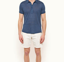 Sebastian Linen Tailored Fit Linen Polo Shirt | Classic Blue