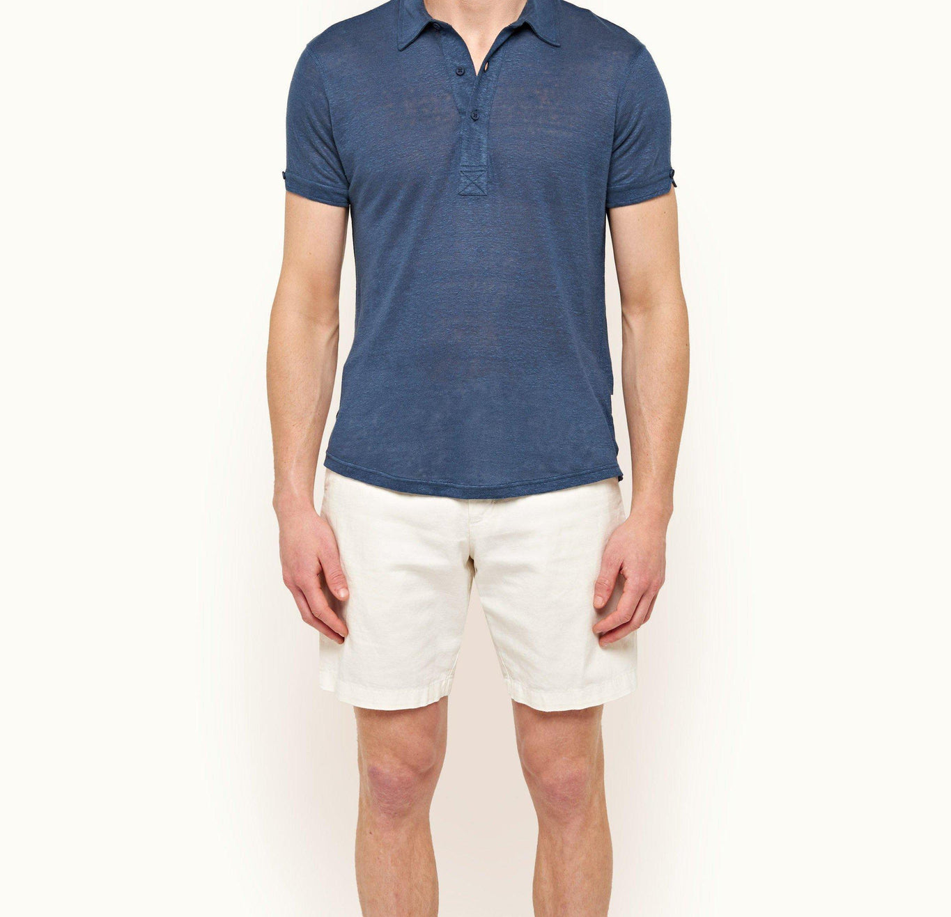 Sebastian Linen Tailored Fit Linen Polo Shirt | Classic Blue