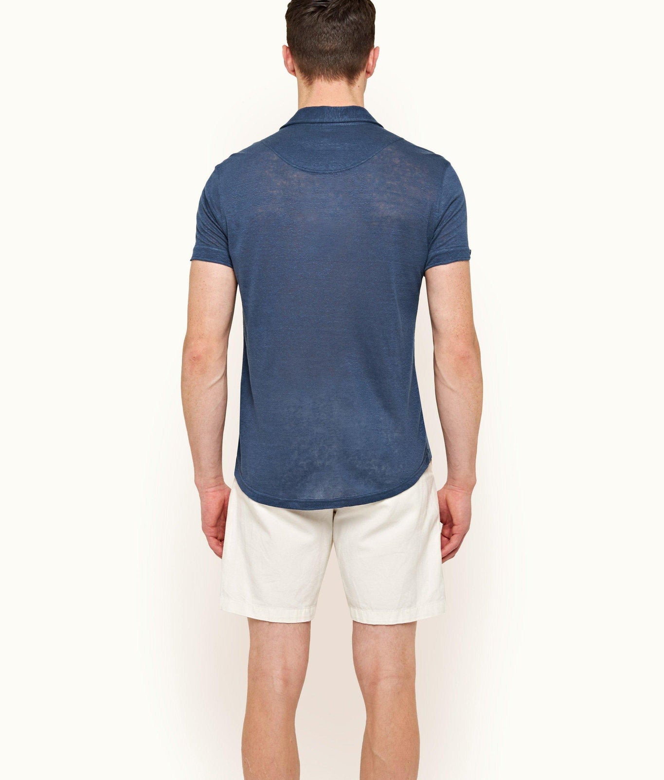 Sebastian Linen Tailored Fit Linen Polo Shirt | Classic Blue