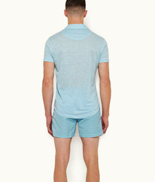 Sebastian Linen Tailored Fit Linen Polo Shirt | Pool