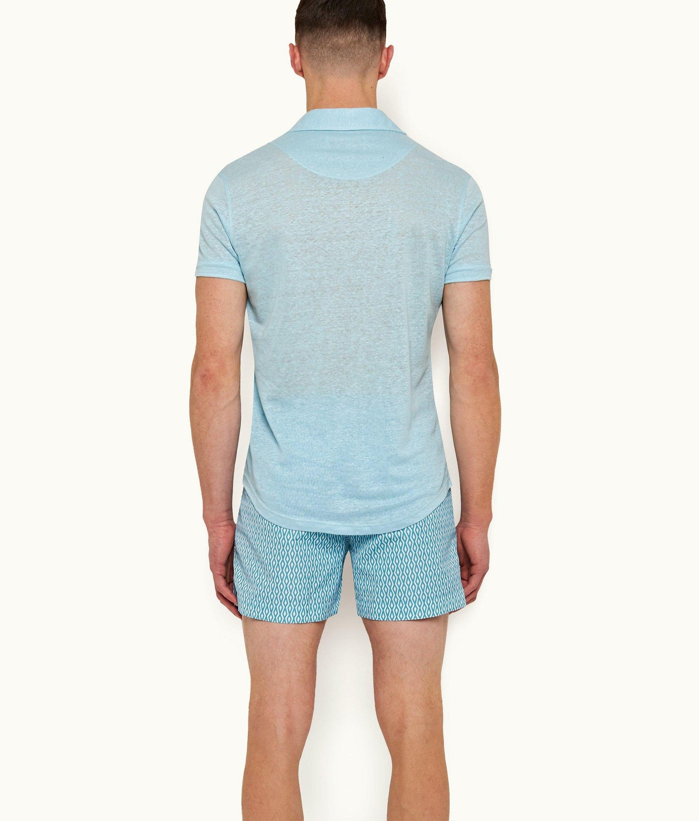 Sebastian Linen Tailored Fit Linen Polo Shirt | Pool