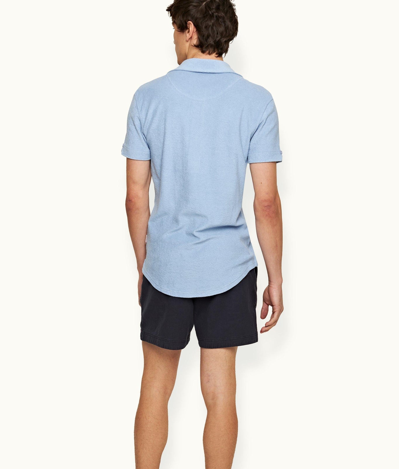 Sebastian  Towelling Tailored Fit Organic Cotton Towelling Polo Shirt | Blue Ash
