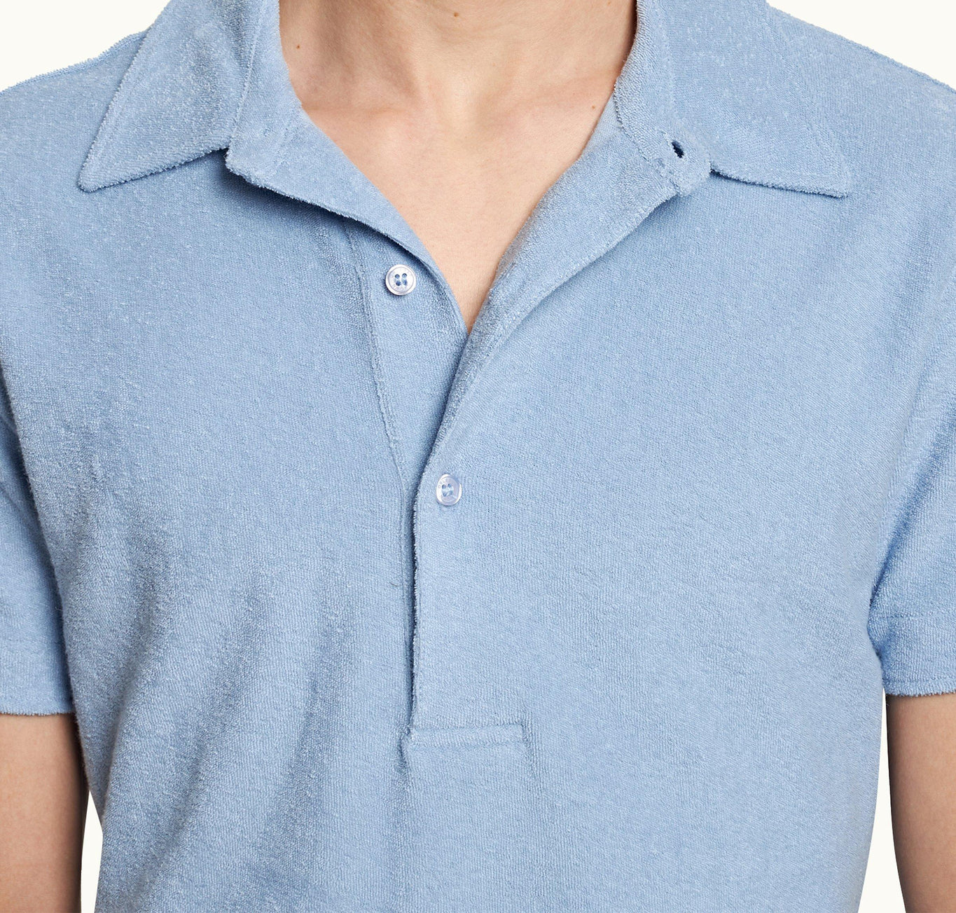 Sebastian  Towelling Tailored Fit Organic Cotton Towelling Polo Shirt | Blue Ash