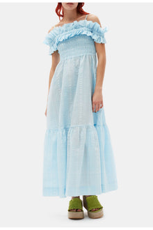 Seersucker Check Smock Maxi Dress | Ice Water