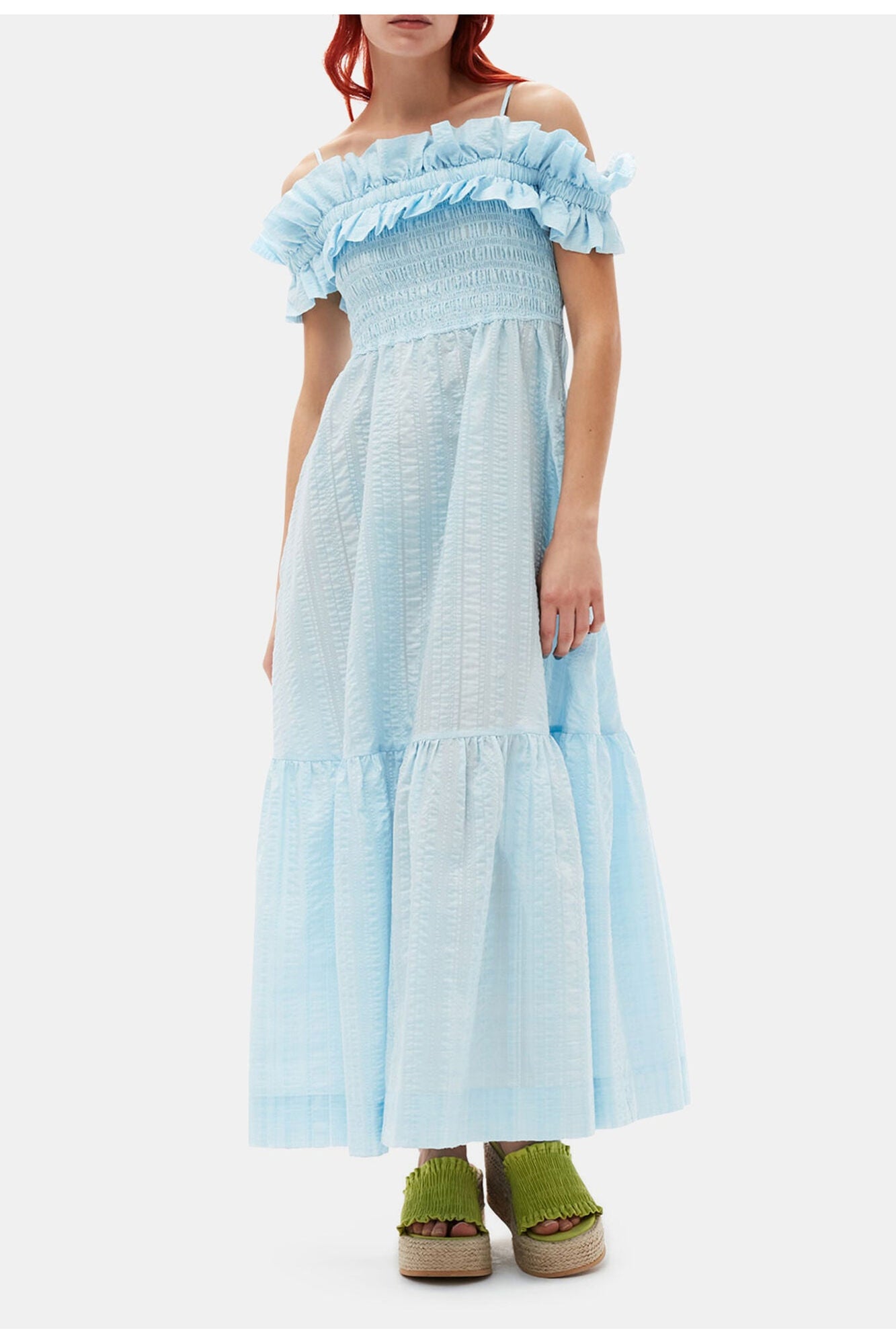 Seersucker Check Smock Maxi Dress | Ice Water