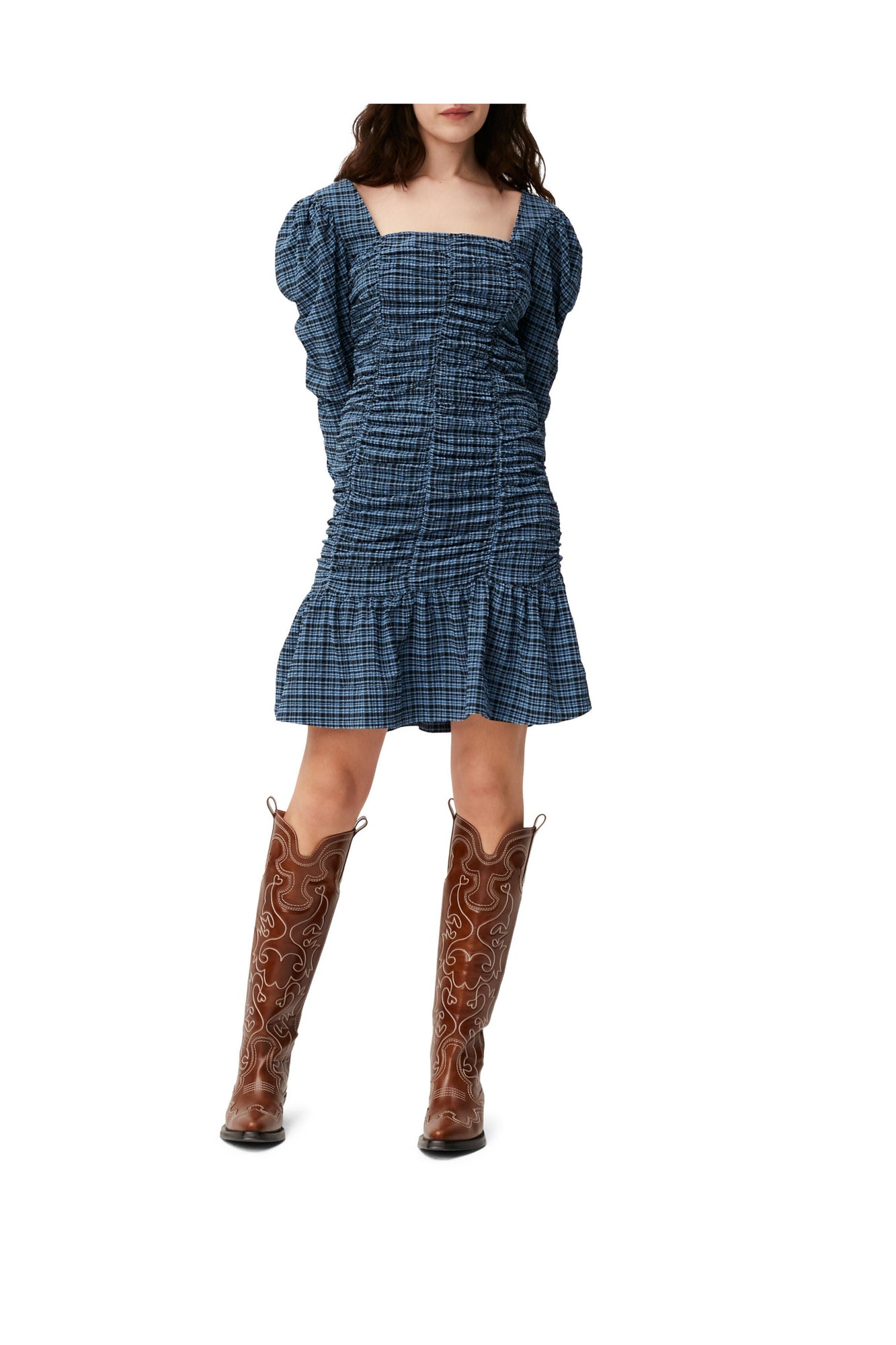 Seersucker Dress | Mini Check Granada Sky