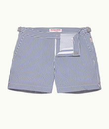 Setter Seersucker Shorter-Length Swim Shorts Woven | Blueberry/White Stripe