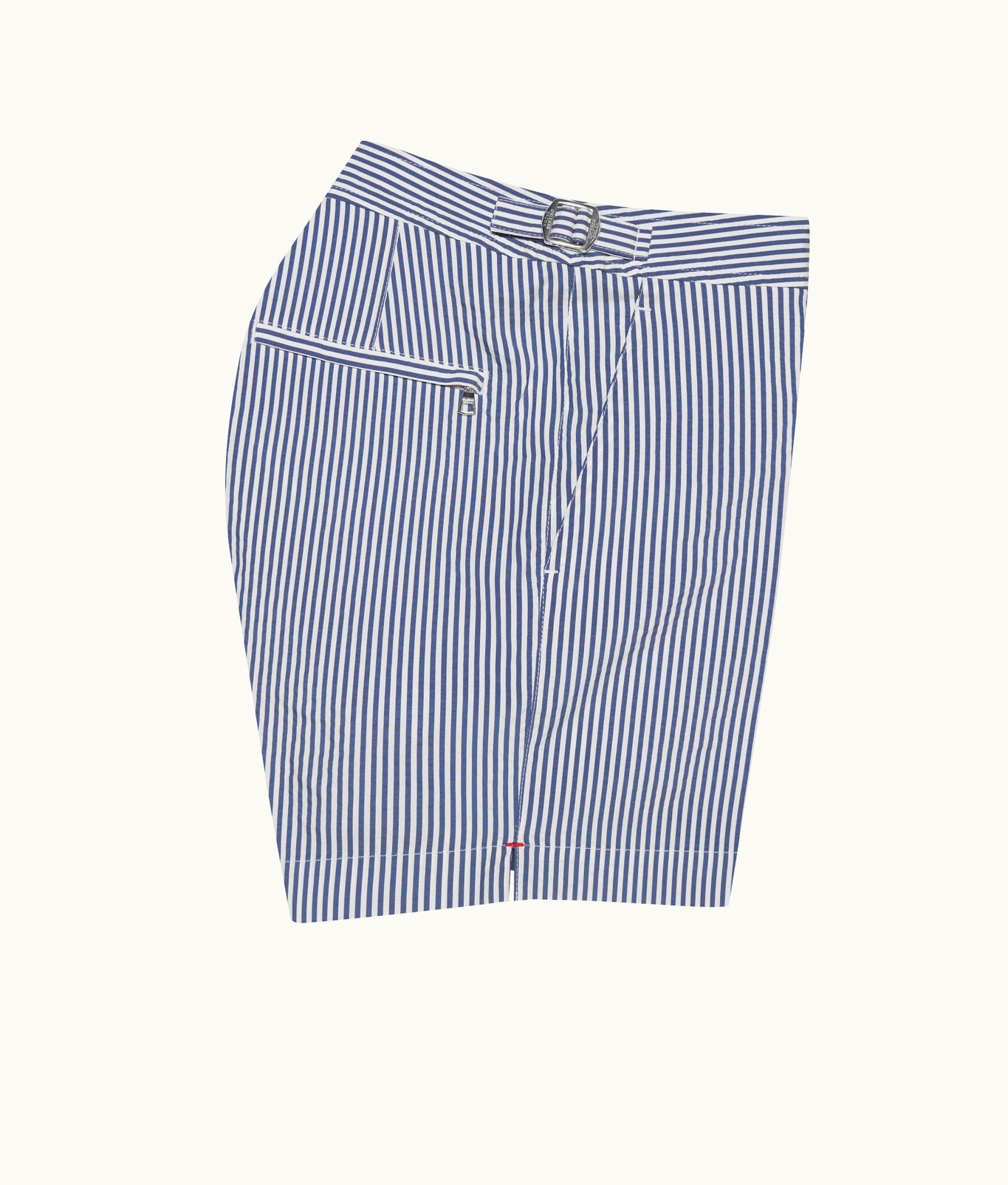 Setter Seersucker Shorter-Length Swim Shorts Woven | Blueberry/White Stripe