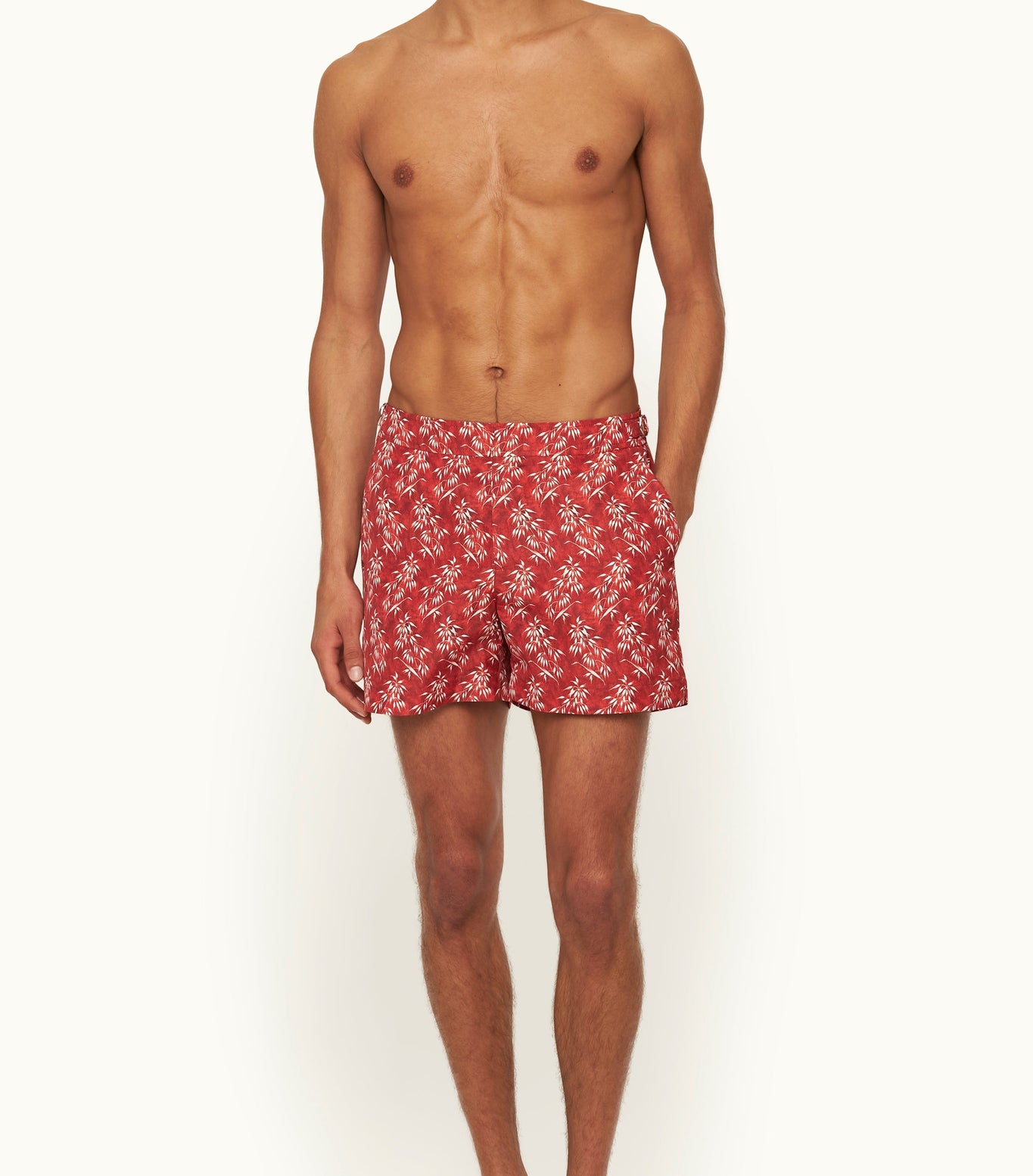Setter Shorter-Length Bamboo Print Swim Shorts | Summer Red/White Sand