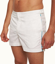 Setter Shorter-Length Tape Trim Swim Shorts | White